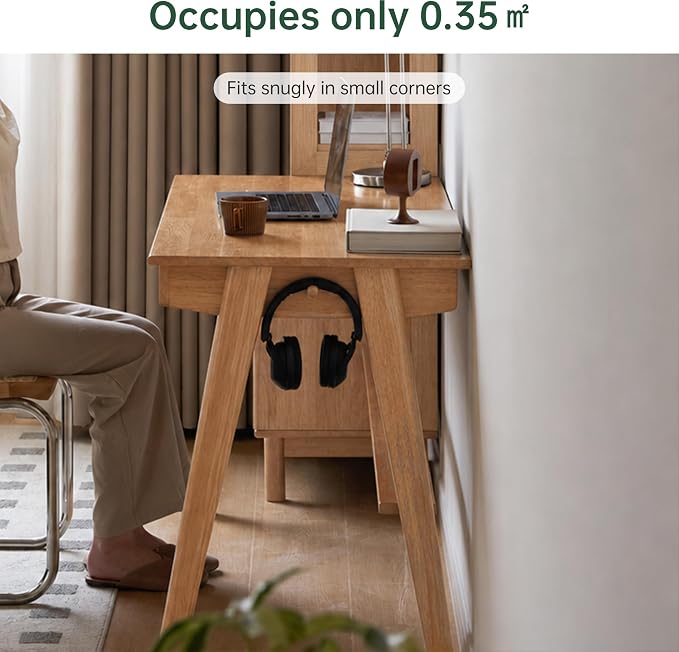 YESWOOD 100% Solid Rubber Wood Desk, Mid Century Modern Writing Computer Desk in Walnut Finish with Drawer for Home Office, Sturdy Room, Bedroom 47.24" W Natural Wood