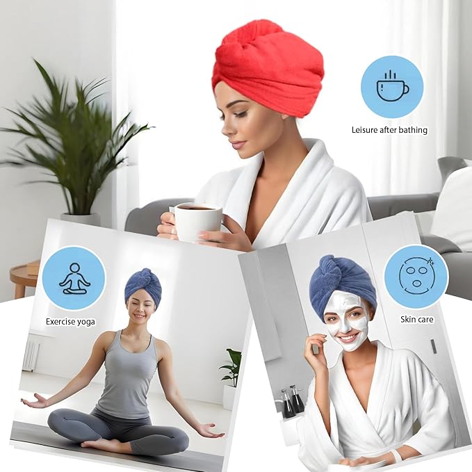 Microfiber Hair Drying Towel Wrap for Women, Hair Turbans Towel for Wet Hair,turbie Twist Hair Towels(The Color of the Picture is for Reference only) (Light Green,Red,Dark Blue)