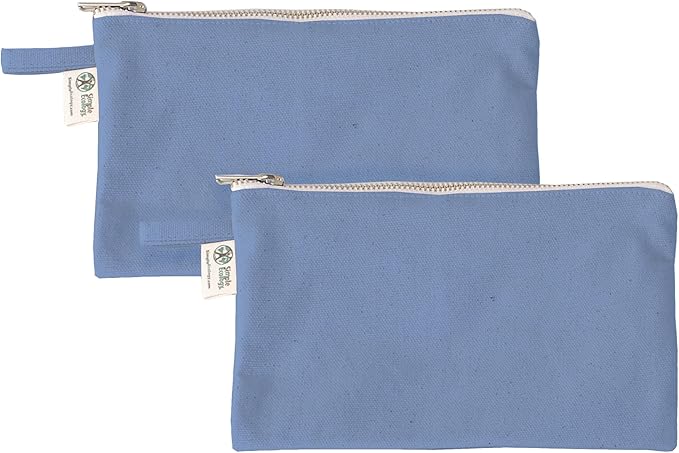Simple Ecology Organic Cotton Canvas Zipper Toiletry, Cosmetic, Travel, Pencil Pouch - Blue