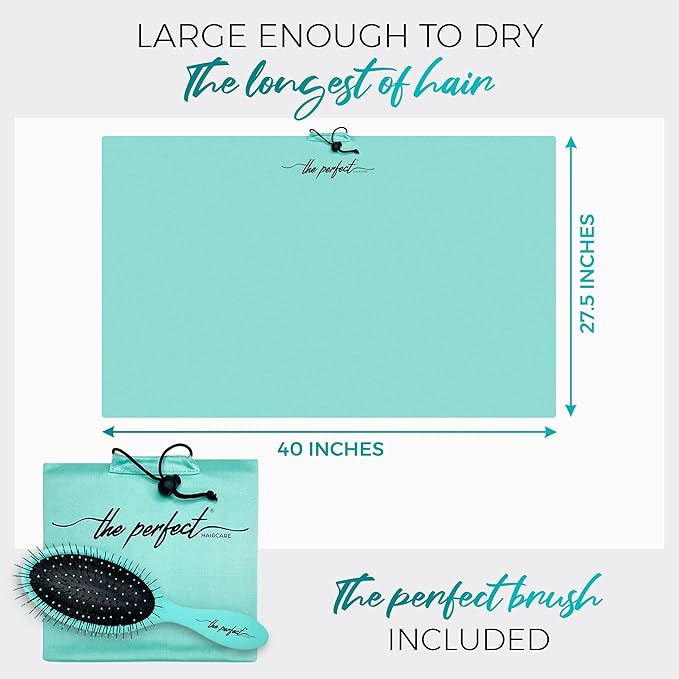 Microfiber Hair Towel Wrap with Wet & Dry Detangling Brush – Fast Drying Anti-Frizz Hair Drying Turban for Curly, Wavy and Straight Hair – Gentle Absorbent Hair Care for Women, Girls and Kids