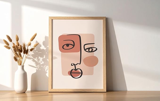 Y2K BOO Abstract Face UNFRAMED Wall Art Continuous Line Drawing Organic Shapes Earth Tones Terracotta Mid Century Modern 8x10 Inch Heavyweight Paper Studio Decor