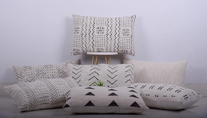 Trade Star Hand Block Print Throw Pillow Cover 100% Cotton Pillow Cover Indian Handwoven Decorative Fall Decor Cushion Cover for Living Room (Ivory (Blossom), 14X22 Inch)
