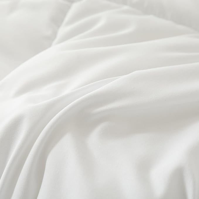 Dorrin Nessin Down Alternative Comforter Super King Size 120x120 All Season Duvet Insert, Ultra Soft Double Brushed Microfiber Quilt Cover, Classic Box Stitched with Corner Tabs, White Color