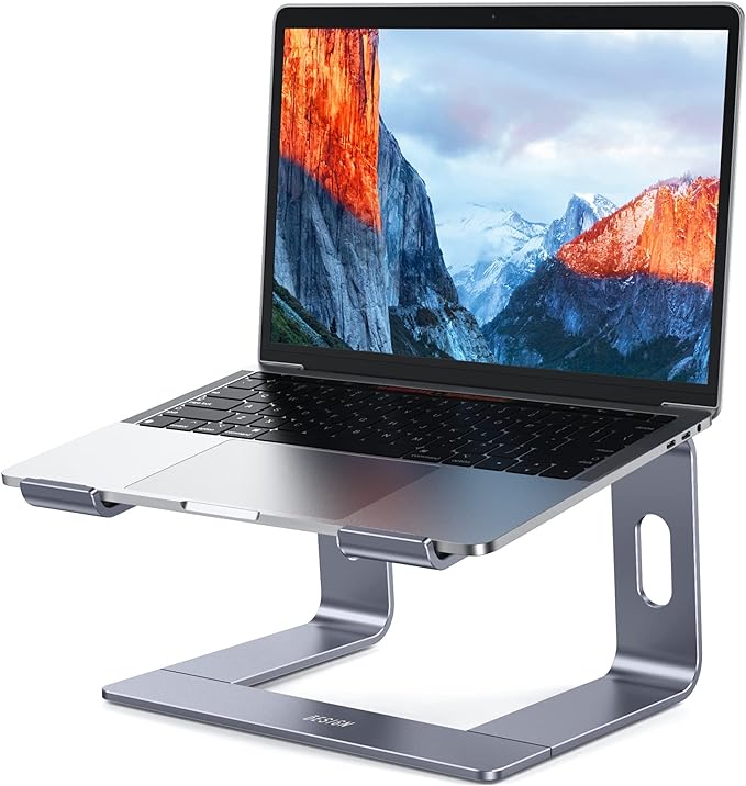 BESIGN LS03 Aluminum Laptop Stand, Ergonomic Detachable Computer Stand, Notebook Holder, Laptop Mount Compatible with Air, Pro, Dell, HP, Lenovo More 10-15.6" Laptops, Space Gray