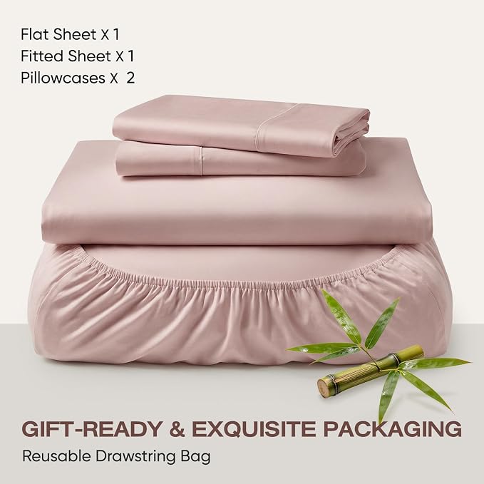 TWK Real 100% Viscose Derived from Bamboo Sheets Set Full Size for RV Camper, Cooling & Silky Soft for Hot Sleeper, Luxury with Breathable Fabric, 18" Deep Pocket with Corner Straps (Sand, Full)