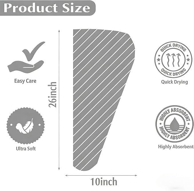 3 Pack Microfiber Hair Towel Wrap for Women, Fast Drying Hair Turban with Button, Anti-Frizz Large Hair Towel for All Hair Styles, Soft & Absorbent Hair Drying Towel