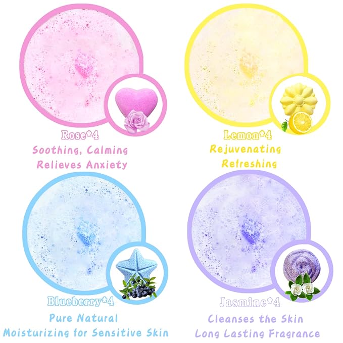 Lanwexy Bath Foot Bombs, 32 Pack Foot Soak with Bath Salt and Tea Tree Oil. Organic Natural Handmade Aroma Pure Essential Oil Bubble Foot Balls for Feet Callus, Dry Cracked, Stubborn Feet Odor Scent.