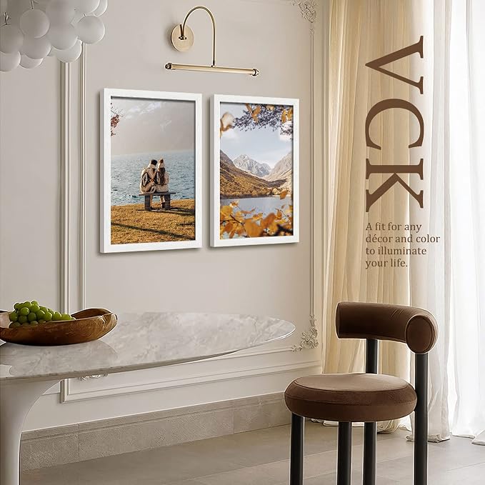 VCK 16x24 Poster Frame Set of 4 - White, Gallery-Quality Wood Picture Frames, 1.1-Inch Wide Border, Polished Plexiglass, Vertical or Horizontal Wall Display for Photo/Art/Prints, White