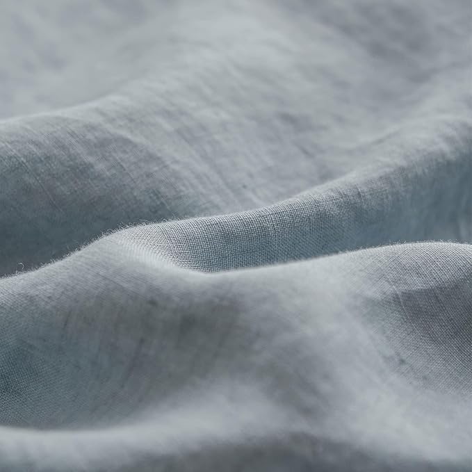 Simple&Opulence 100% Linen Euro Sham Covers with Ruffle, 26x26 Inch Pillow Covers Set of 2, Euro Pillow Shams for Bed Couch French Home Decor Luxury and Breathable Square Pillow Cases, Dusty Blue