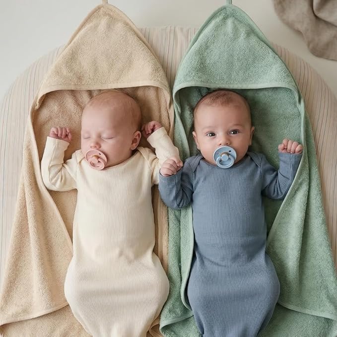Hooded Baby Towels – 100% Organic Cotton Baby Bath Towels – Baby Boyl Newborn Essentials - Super-Soft and Absorbent.(Roman Green)