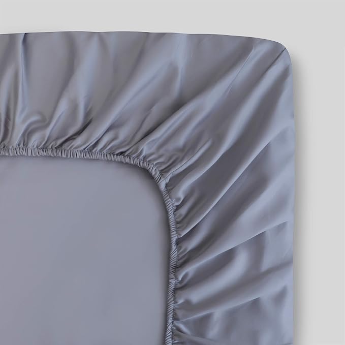 FABDREAMS 100% Organic Cotton Twin Fitted Sheet | 400 Thread Count | Luxury Hotel Collection|GOTS Certified Permium Long Staple Cotton|Upto 16"Elasticised Deep Pocket|Smoother than Egyptian|Light Gray