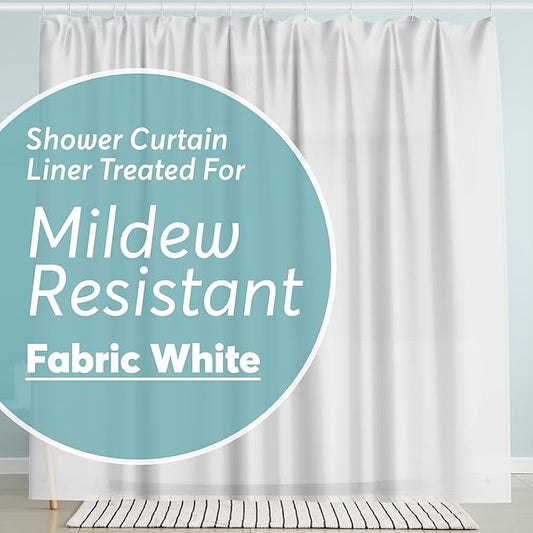 BigFoot Shower Curtain – 72 x 72 Fabric Premium Shower Curtain with Rustproof Metal Grommet and 3 Magnetic Weights – Odor Free and Compatible with Standard Showers, White