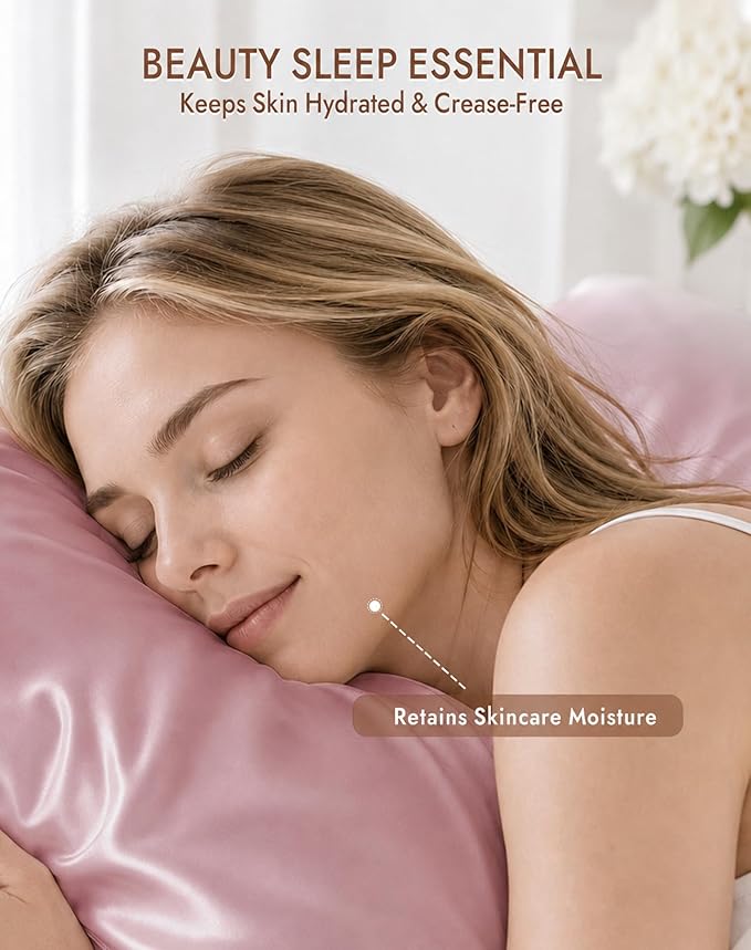 SilkSilky 100% Pure Organic Mulberry Silk Pillowcase for Hair & Skin, Both Sides Grade 6A Pillow Cases with Hidden Zipper, Breathable Cooling Silk for Beauty Sleep (King 20''x36'', PaleMauve)