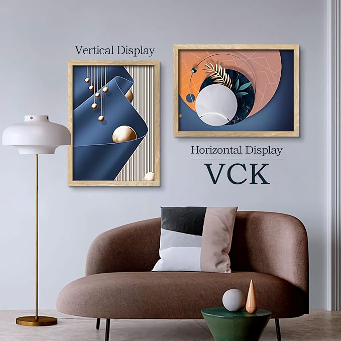 VCK 20x28 Poster Frame Natural Solid Wood 3 Pack, Exclusive Wood Grain Wall Hanging Picture Frame for Home Decoration