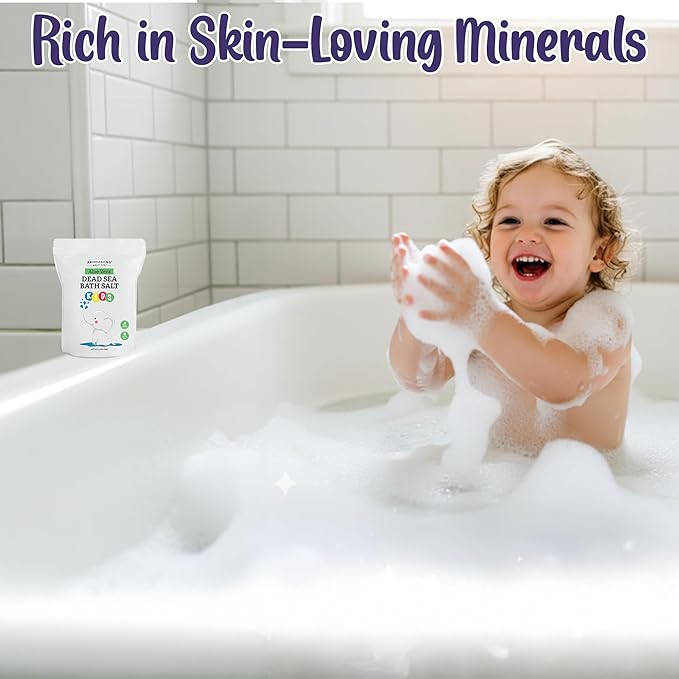 Aromasong Dead Sea Salt Kids Bath Soak with Aloe Vera – Soothing, Calming & Sleep-Ready – 4 Lbs Fine Grain Bulk Resealable Pack – 100% Pure & Natural Mineral-Rich Bath Salt