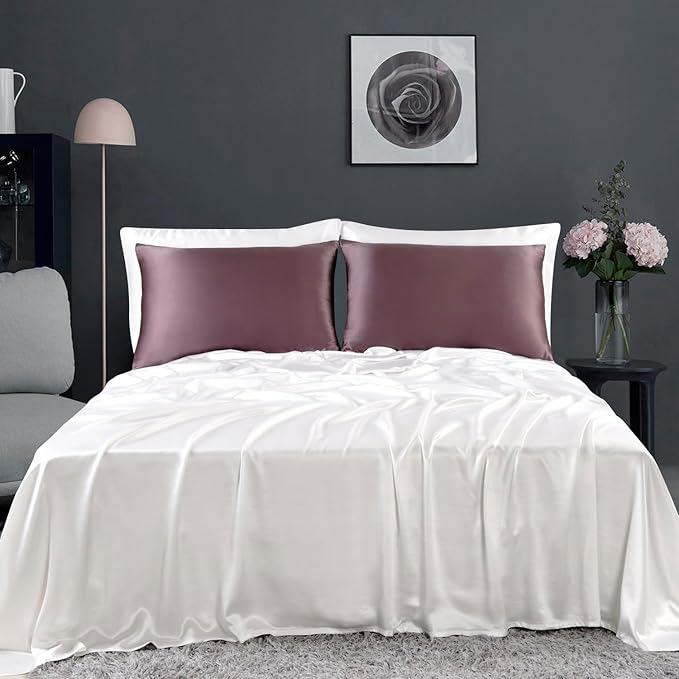 ZIMASILK 100% Pure Mulberry Silk Pillowcase for Hair and Skin Health,Soft and Smooth,Both Sides Premium Grade 6A Silk,600 Thread Count,with Hidden Zipper,1pc(Standard 20''x26'',Dark Mauve)
