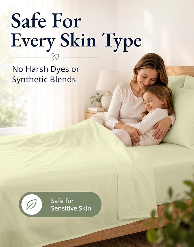 LANE LINEN Full Fitted Sheet, 100% Organic Cotton, 3-Piece Set (1 Fitted Sheet,2 Pillowcases), Percale Weave, Bed Bottom Sheet, Ultra Soft, Fits Mattress Upto 15" Deep - Vanilla(No Flat Sheet)