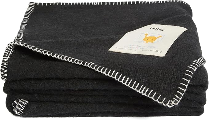 UnHide Knit Alpaca Blanket - 60" x 80" Ultra-Soft & Lightweight Throw - Made with Alpaca & Merino Wool - Sustainable & Ethically Sourced - Night Owl