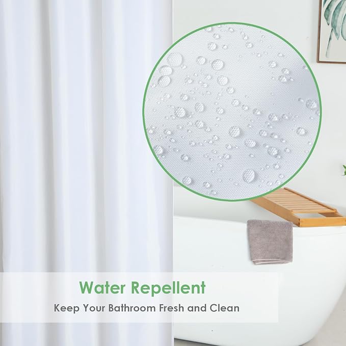 48 Inch Length Fabric Shower Curtain Liner, White Cloth Water-Resistant Short Bathroom Window Curtains Rust-Proof Grommets Weighted Bottom Hem Machine Washable, 72x48 Inch, Extra Short