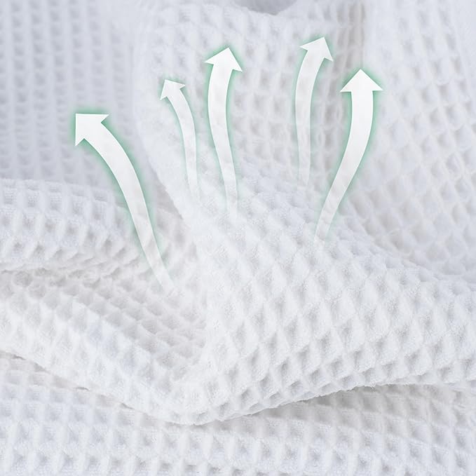 MICROFI New Microfiber Waffle Bath Towels, 2 Pieces, Oversized, Soft, Absorbent, Fast Drying, Lint Free 430 GSM (Gray+White)