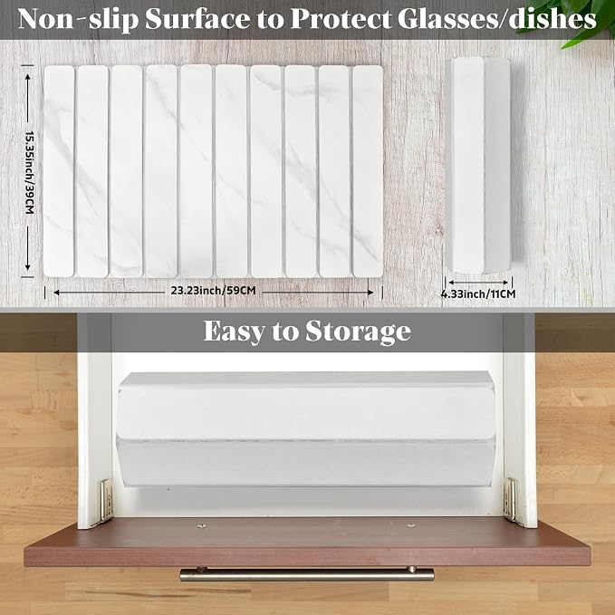Large Stone Dish Drying Mat for Kitchen Counter, 24"×16" Marble-Pattern Dish Drying Mat with 8"x 4" Coasters, Non - Slip Collapsible Absorbent Mat for Multi - Purpose, Match Any Countertop【White】