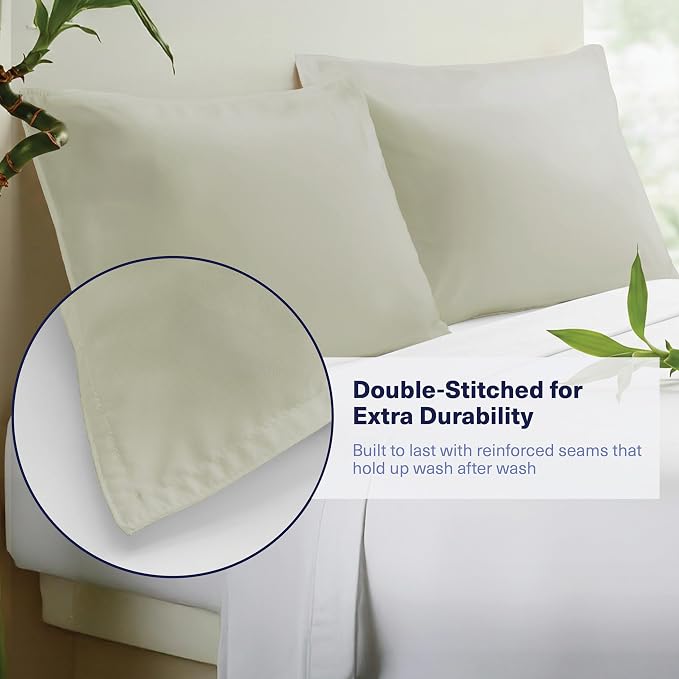 Kickoff Viscose Bamboo Pillowcase, King, Set of 2, 100% Organic Hidden Zippered Viscose Bamboo Pillow Case King Size, Cooling Pillow Cover for Hot Sleepers (20"x40", Soft Sage)