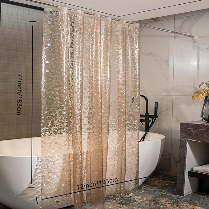 Shower Curtain Liner, Waterproof EVA 3D Shower Curtains with Duty Heavy Bottom Magnets and Rust Proof Grommets, Weighted Shower Liner for Shower Stall, Bathtubs