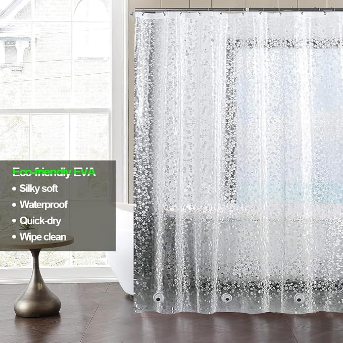 Plastic Shower Liner - Premium EVA 4G Shower Curtain Liner with Rustproof Grommets and 3 Weighted Magnets, Waterproof Shower Curtains for Bathroom (Cobblestone)