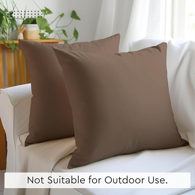 Encasa XO Throw Pillow Covers 12x12 in Set of 2 Beige | No Inserts | Cotton Pillow Covers for Living Room, Bed, Sofa, Couch | Decorative Cushion Covers with Improved Zipper