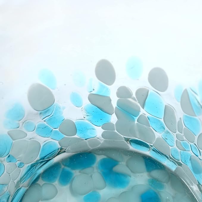 9 oz Hand Blown Mexican Drinking Glasses - Set of 6, 9 fl oz each, Ocean Blue Confetti