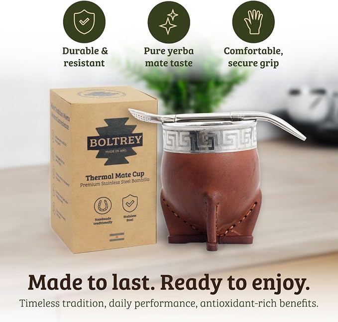 Mate Imperial – Yerba Mate Cup and Bombilla Set | Handmade Argentina Mate Gourd | Stainless Steel Mate Mug for Tea Lovers | Unique Cultural Gift (CUSCO, WINE)