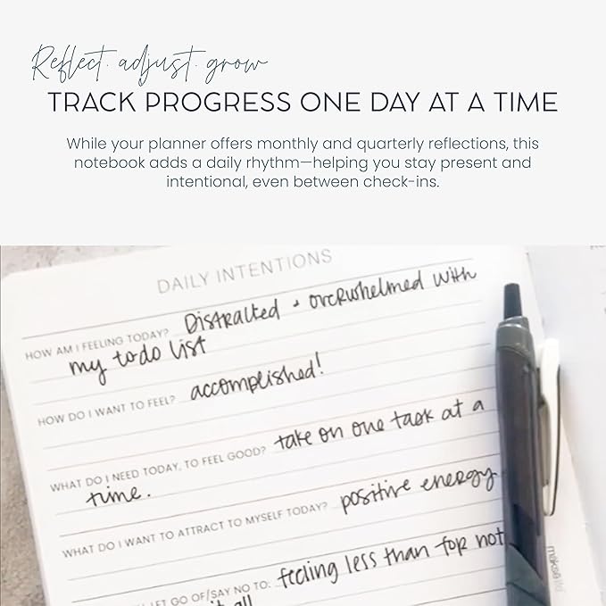 MäksēLife Morning Intentions & Gratitude Journal - A5 Lay-Flat Binding, Vegan Leatherette Cover, 120GSM Recycled Paper, Daily Prompts for Mindfulness and Positive Affirmations