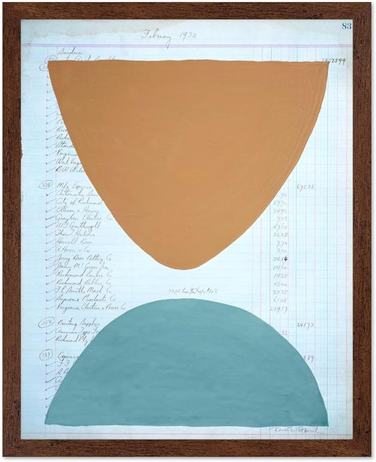 Monem Art Abstract Ledger Paper Geometric Print - Modernist Organic Shapes Art Poster - Wall Decor for Office, Living Room or Studio - 8x10 Brown Framed Wall Art by Renee Stramel