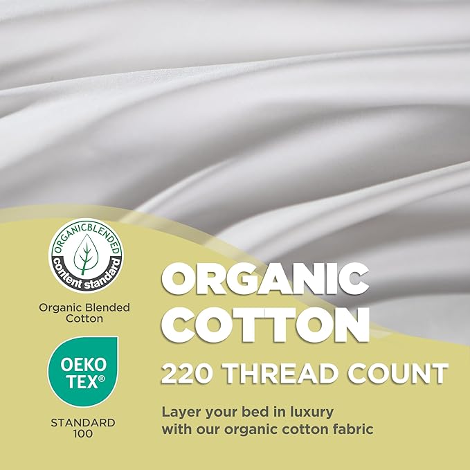 Farm To Home 100% Organic Cotton Cover Pillows Queen/Standard Size Set of 2, Down Alternative Hotel Quality Soft Bed Pillow for Back & Side Sleepers, Machine Washable, 20"x28", White