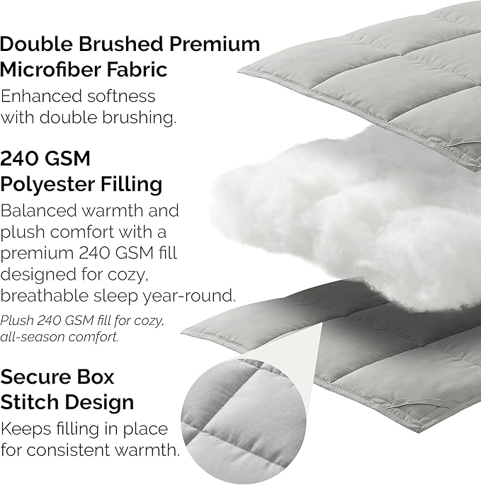 Southshore Fine Living, Inc. Full Size Comforter Only, Comforters Queen Size Bedding, Down-Alternative Grey Queen Comforter for Vacation Homes, Soft Bedding, Fluffy Comforters, Full Size Grey Bedding