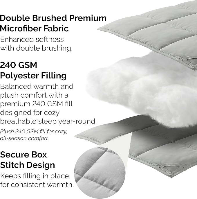 Southshore Fine Living, Inc. California King Size Comforter, Pet Hair Resistant Bedding Comforters, Oversized Down Alternative Comforter, Duvet Insert King, Hotel Bedding, Steel Grey Comforters