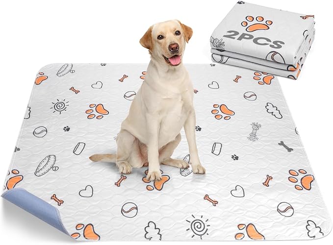 Washable Pee Pads for Dogs, 2 Pack Large 48"x48" Super Absorbent Reusable Pads for Dog Training Pads, 100% Waterproof Non-Slip Pee Pads Whelping Pads Dog Playpen Pads Crate Mat Bed Pads Dog Products