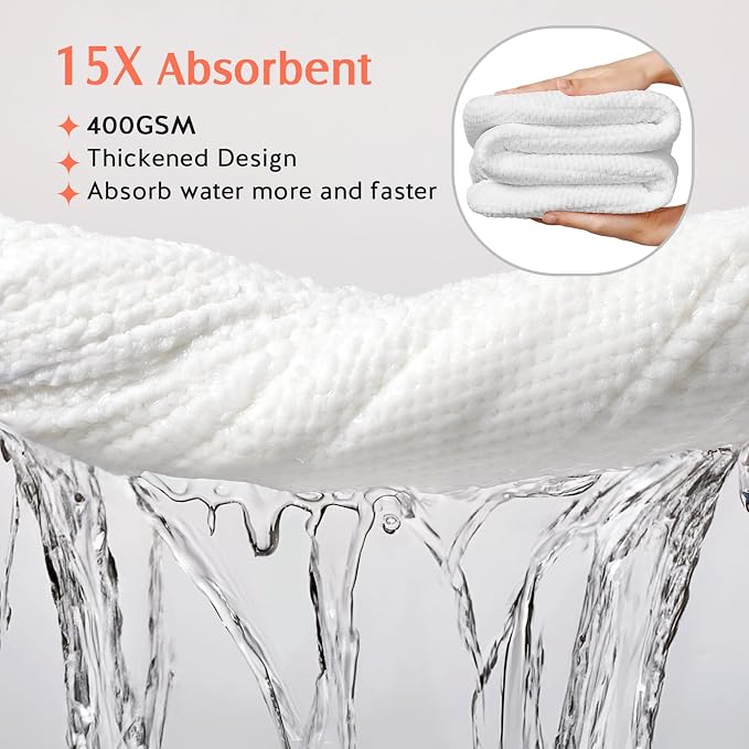 YFONG 2 Pack Microfiber Hair Towel Wrap for Women, Super Absorbent Quick Dry Hair Turban for All Hair Style Anti Frizz, Large Hair Drying Towel with Button