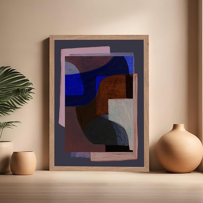 Monem Art Modern Geometric Abstract Print - Contemporary Minimalist Shapes Painting Poster - Wall Decor for Living Room, Bedroom or Office - 16x20 Beige Framed Wall Art by Mareike Bohmer