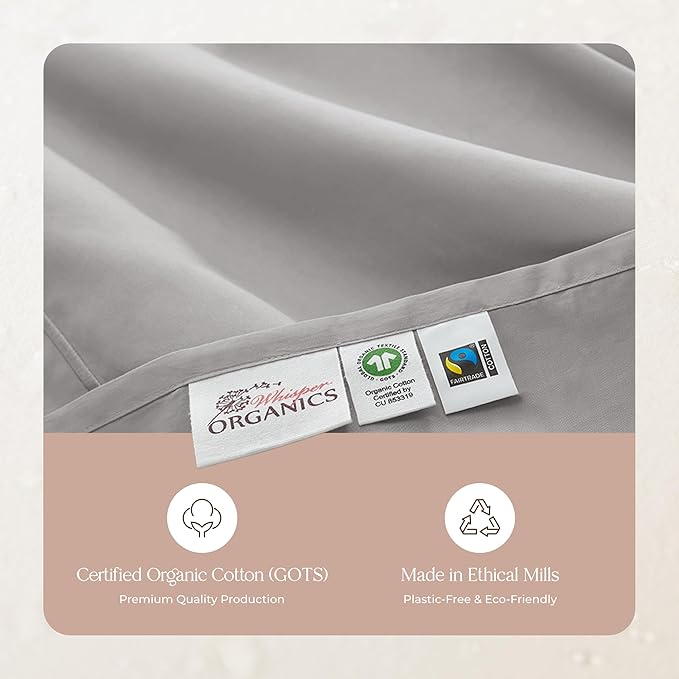 100% Organic Cotton Sheets Full Size - GOTS Certified Organic Bed Sheets with Deep Pocket 500 Thread Count and Cozy Sateen Weave Gets Softer with Each Wash - Luxury 4 Piece Set (Gray, Full)