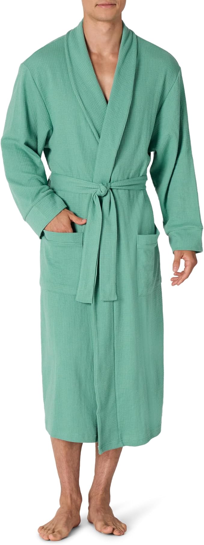 Amazon Essentials Men's Lightweight Cotton Waffle Bathrobe (Available in Big & Tall)