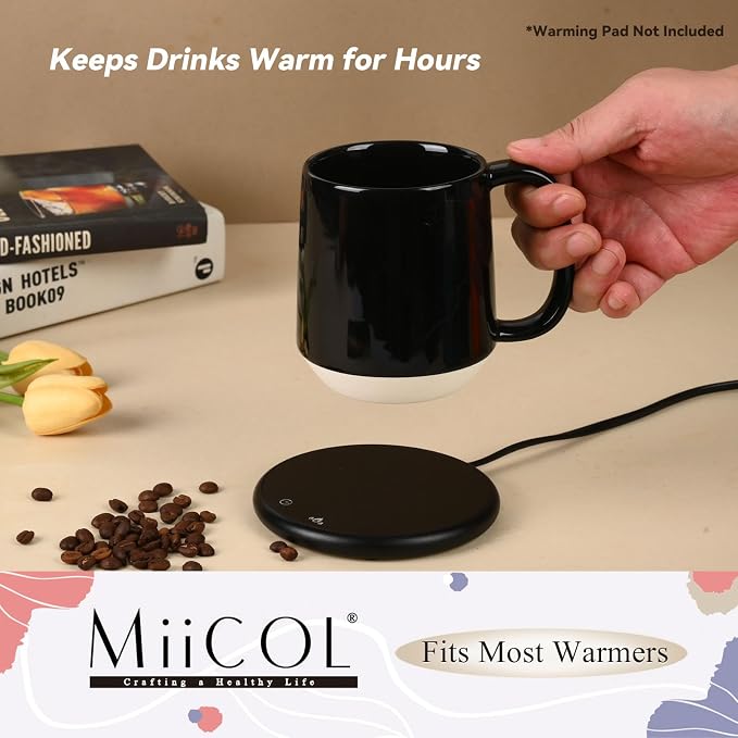 Miicol Ceramic Coffee Mug, 16 oz Large Coffee Cup, Tea Mug with Handle, Flat Bottom Mug for Men, Women, Office, Microwave and Dishwasher Safe, Multi-Color, Panda Black