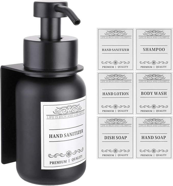 soap Dispenser 2-Pack Shower Soap Dispenser Set with Pump and Wall Mount Bathroom Liquid(Black Set of 1)