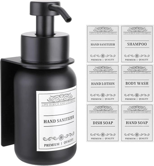 soap Dispenser 2-Pack Shower Soap Dispenser Set with Pump and Wall Mount Bathroom Liquid(Black Set of 1)