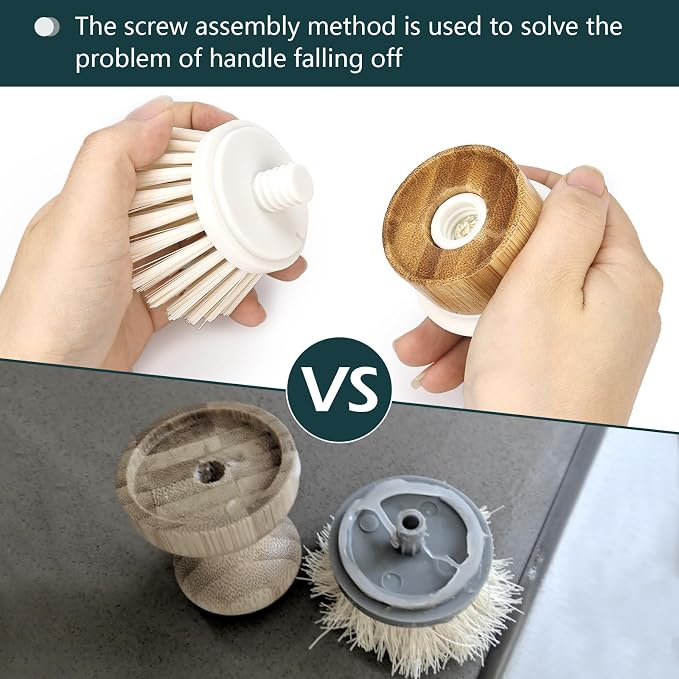 Bamboo Scrub Wooden Dish Brush - Bamboo Dish Brush,Bamboo Scrubber for Dishes, Palm Brush Dish Scrubber for Cleaning Dishes, Kitchen Utensils etc.