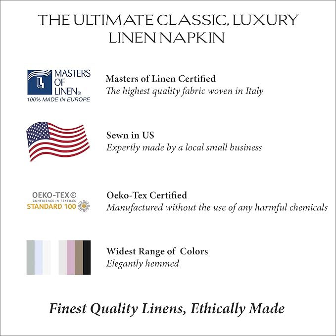 Huddleson Saffron Gold Linen Napkin 20x20 (Set of Four) Luxury Italian Linen Napkin Sewn in US