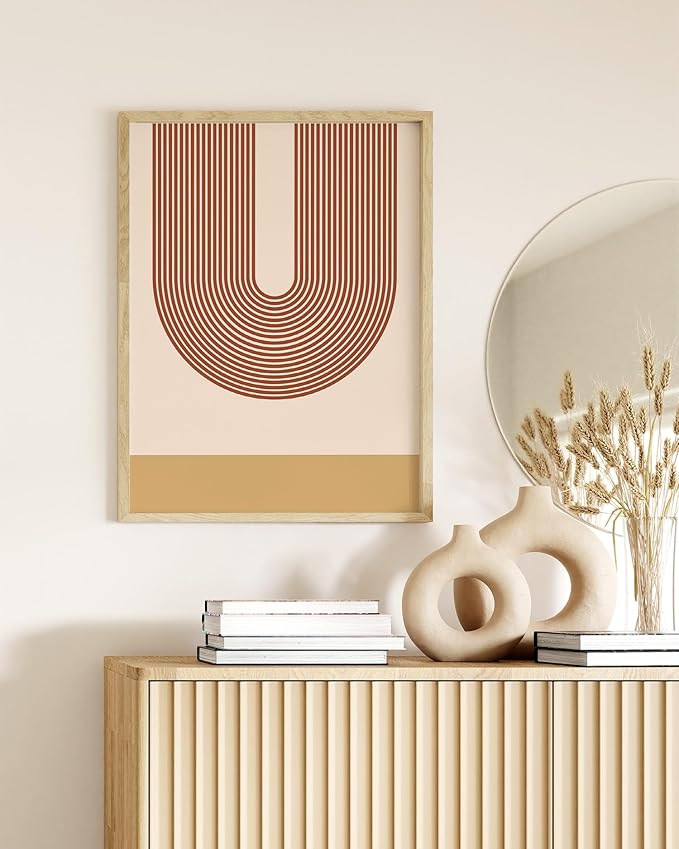 Y2K BOO Continuous Line Face UNFRAMED Wall Art Abstract Portrait Organic Shapes Earth Tones Terracotta Mid Century Modern 12x16 Inch Heavyweight Paper Studio Decor