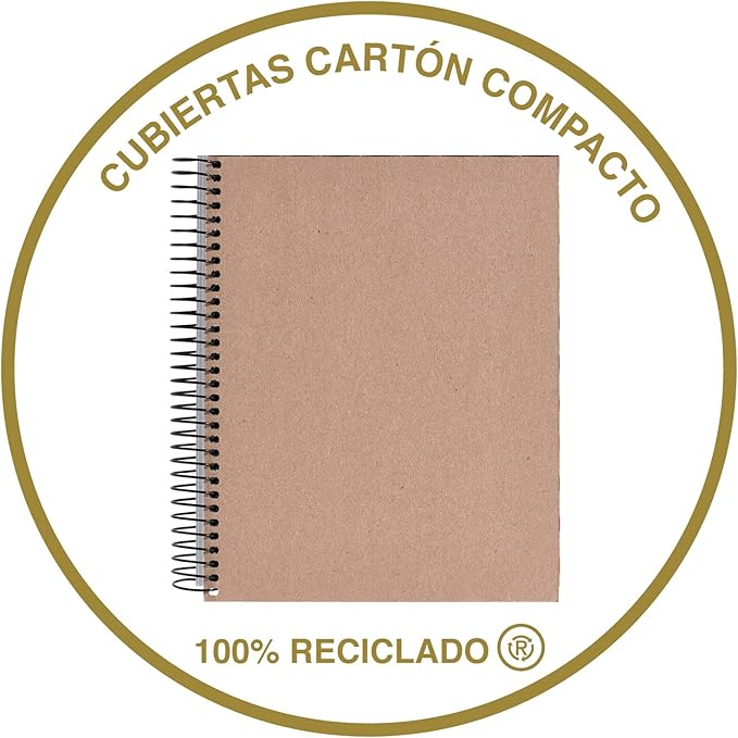 Miquelrius 2936 – Notebook 4 Recycled Cardboard ecojohas M (DIN A5, 148 x 210 mm, 120 Sheets, 80 g/m², Hatching)