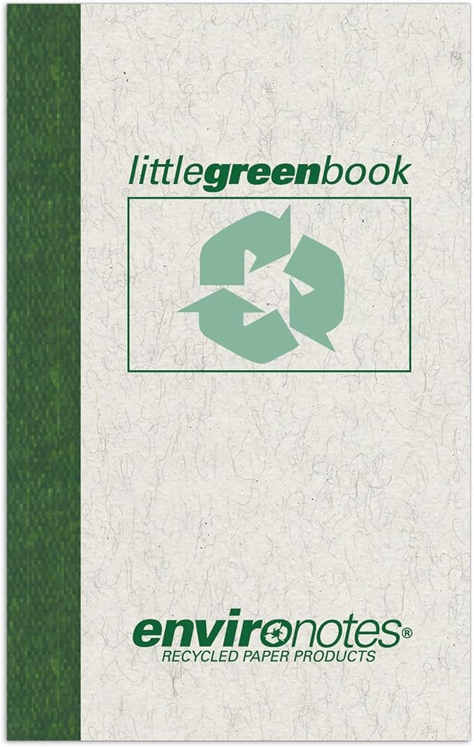 Roaring Spring Recycled Little Green Memo Books, 5"x3", 60 Sheets 15# Recycled White Paper, Narrow Ruled, Fits Neatly in Shirt Pockets, No Bulky Wire (Pack of 48)