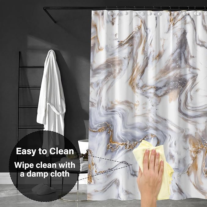 Plastic Shower Liner - Premium EVA 5G Shower Curtain Liner with Rustproof Grommets and 3 Weighted Magnets, Waterproof Shower Curtains for Bathroom (Marble, 72" x 72")
